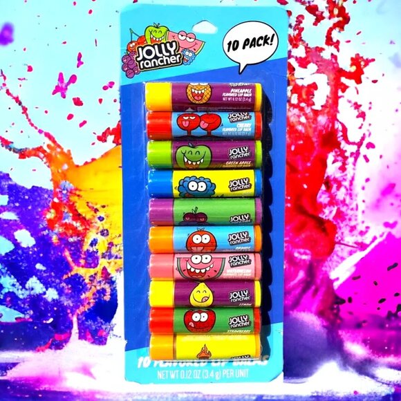 10 Jolly Rancher Flavored Lip Balms Cinnamon Fire Watermelon Green Apple Cherry - Picture 1 of 1